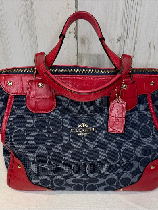 Coach Handbags - Coach Mickey Denim Satchel with Red Croc Embossed Leather Trim ‼️Dropping Soon‼️